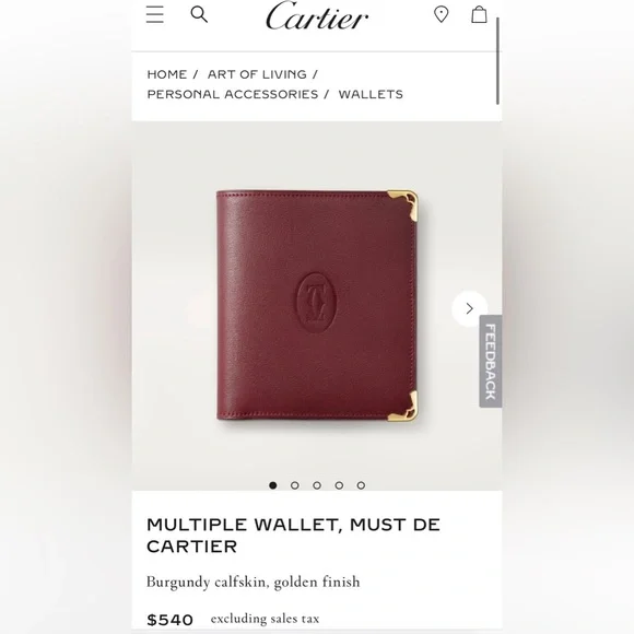 CARTIER Bordeaux Calfskin Bifold Wallet CURRENT 💯 AUTHENTIC - Picture 3 of 15